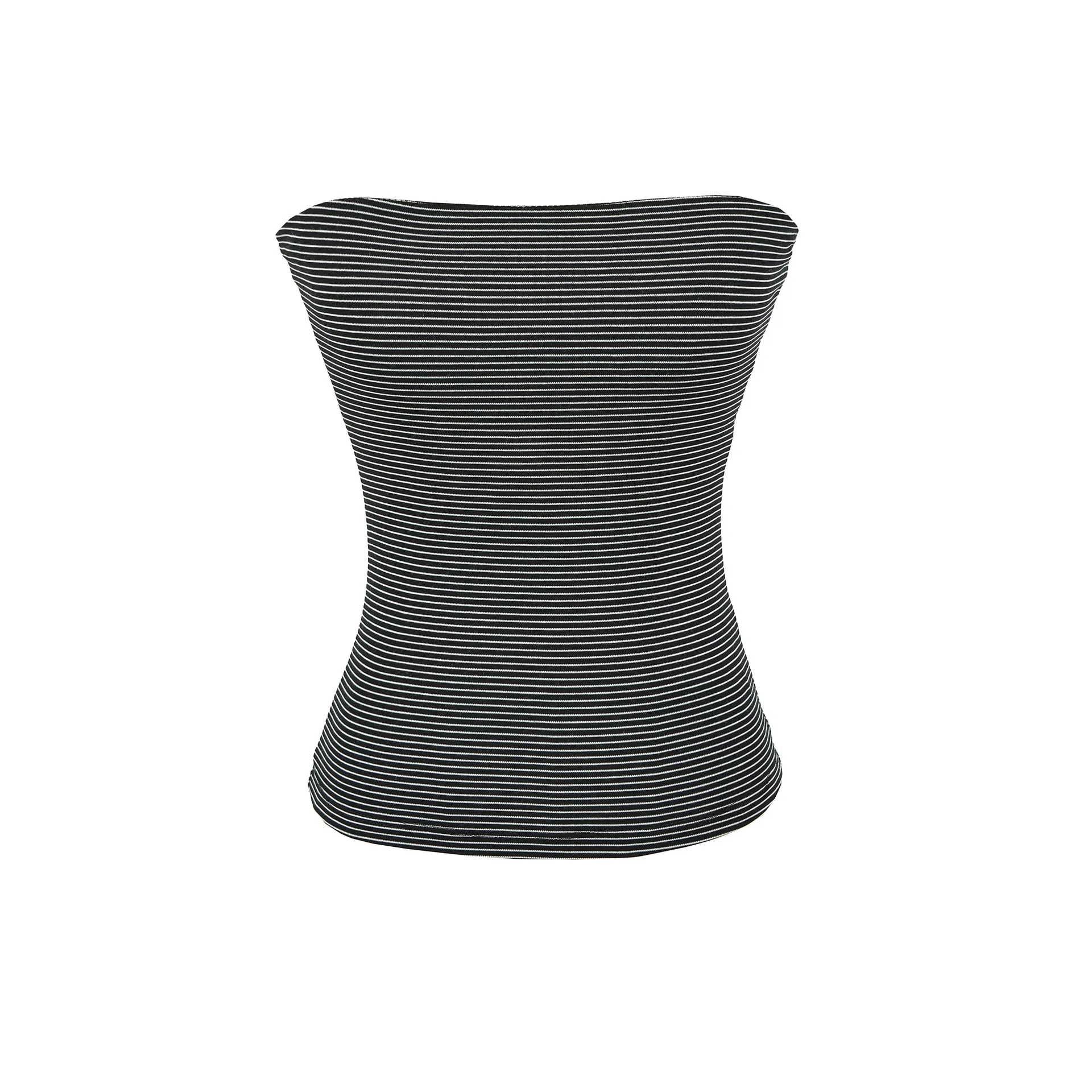 Women's Sexy Striped Camisole Vest Fitted Waist Off-Shoulder Design Wrap Outerwear Inner Wear Versatile Vest