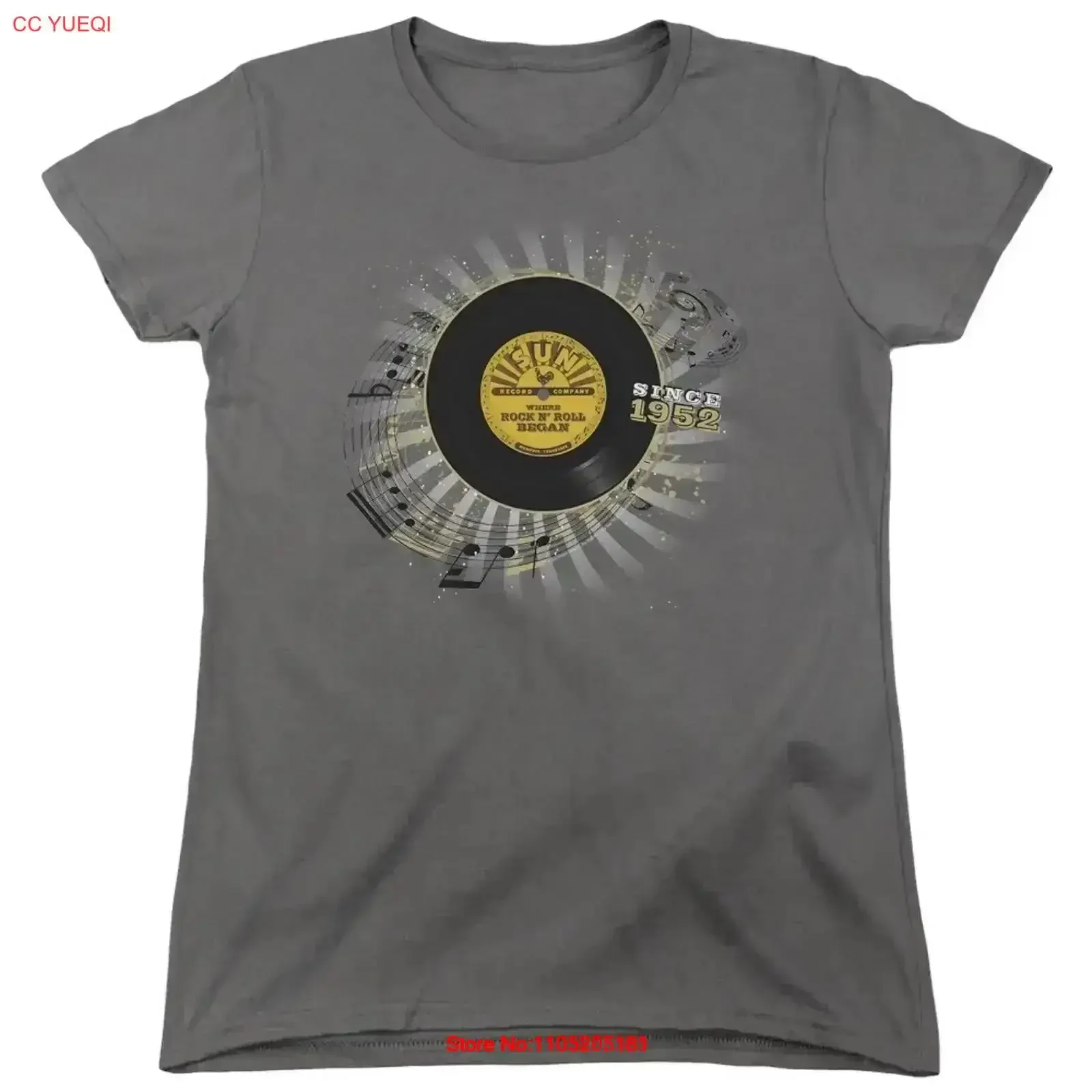 Sun Records Established Women's T Shirt vintage Washed Breathable Casual fashion Top For Everyday Wear Stretched vintage