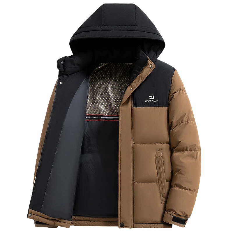 

New Design of Man Winter Grpahene Warm Cotton-padded Jacket Tide Style Casual Hooded Overcoat with Zipper Thickened Soild Coat