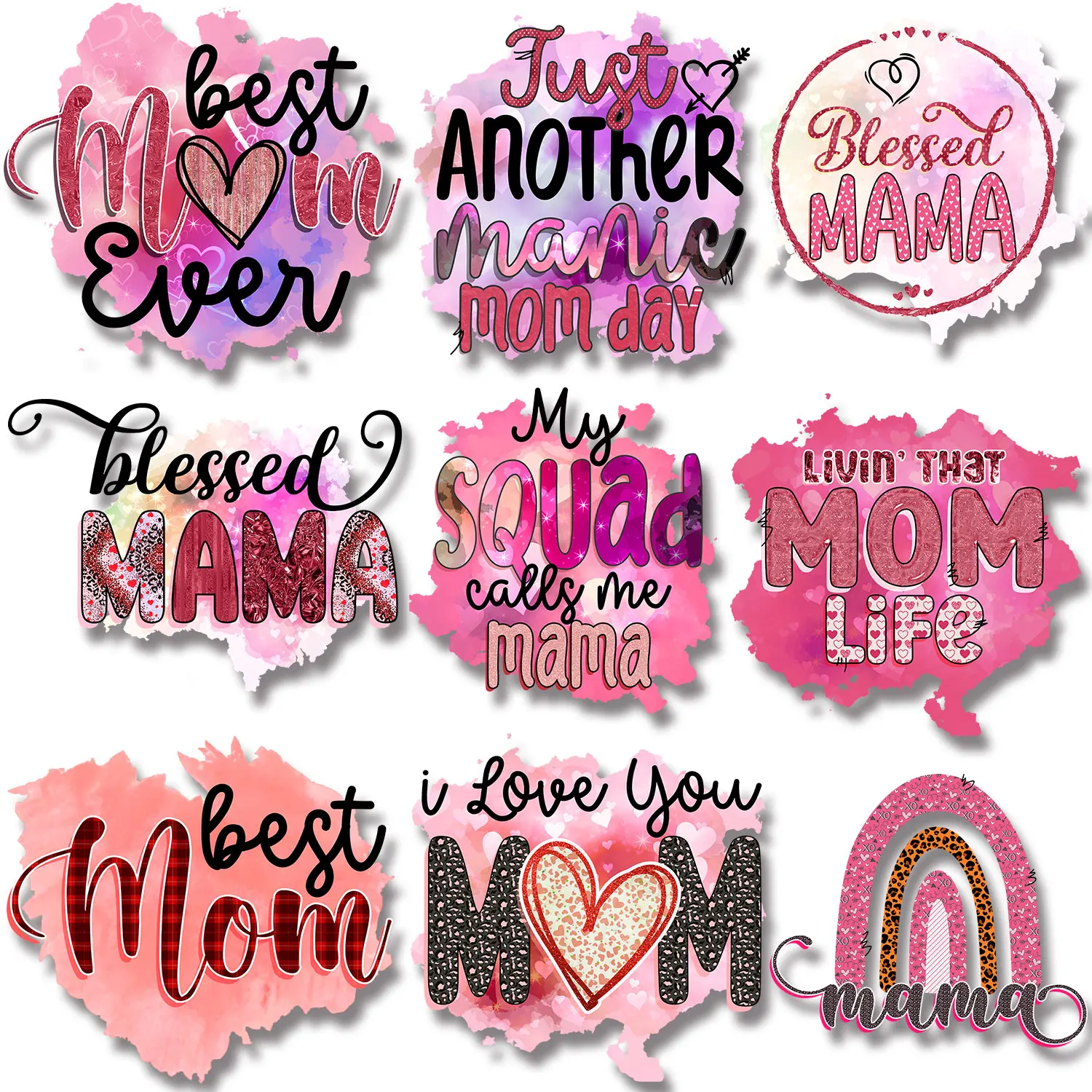 Text Sticker About Mother 'Best Mom' 'Blessed Mama''Mama Life is the Best Life' Iron-on Transfers for Clothing DIY Appliques