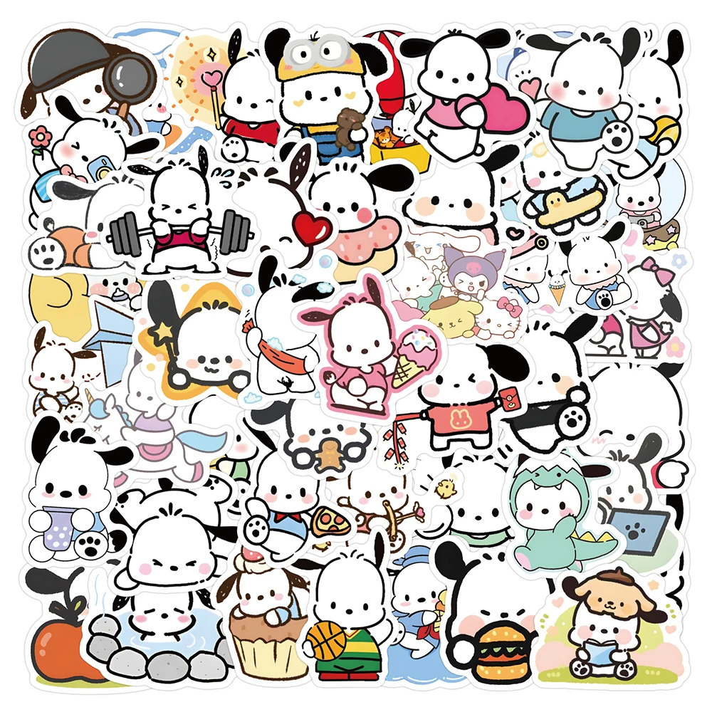 

10/30/60pcs Sanrio Pochacco Cartoon Stickers Aesthetic DIY Notebook Phone Laptop Luggage Cute Anime Waterproof Sticker for Kids