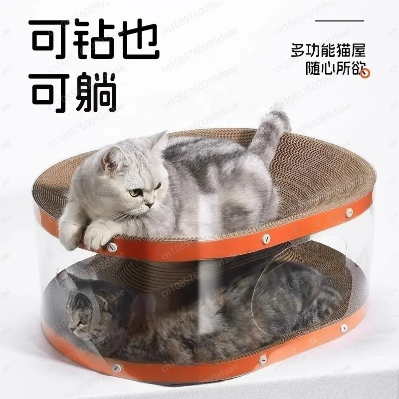 3-in-1 Cat Fun Zone: Scratcher, Tunnel & Cozy Nest. Satisfies Scratching, Hiding & Sleeping Instincts.
