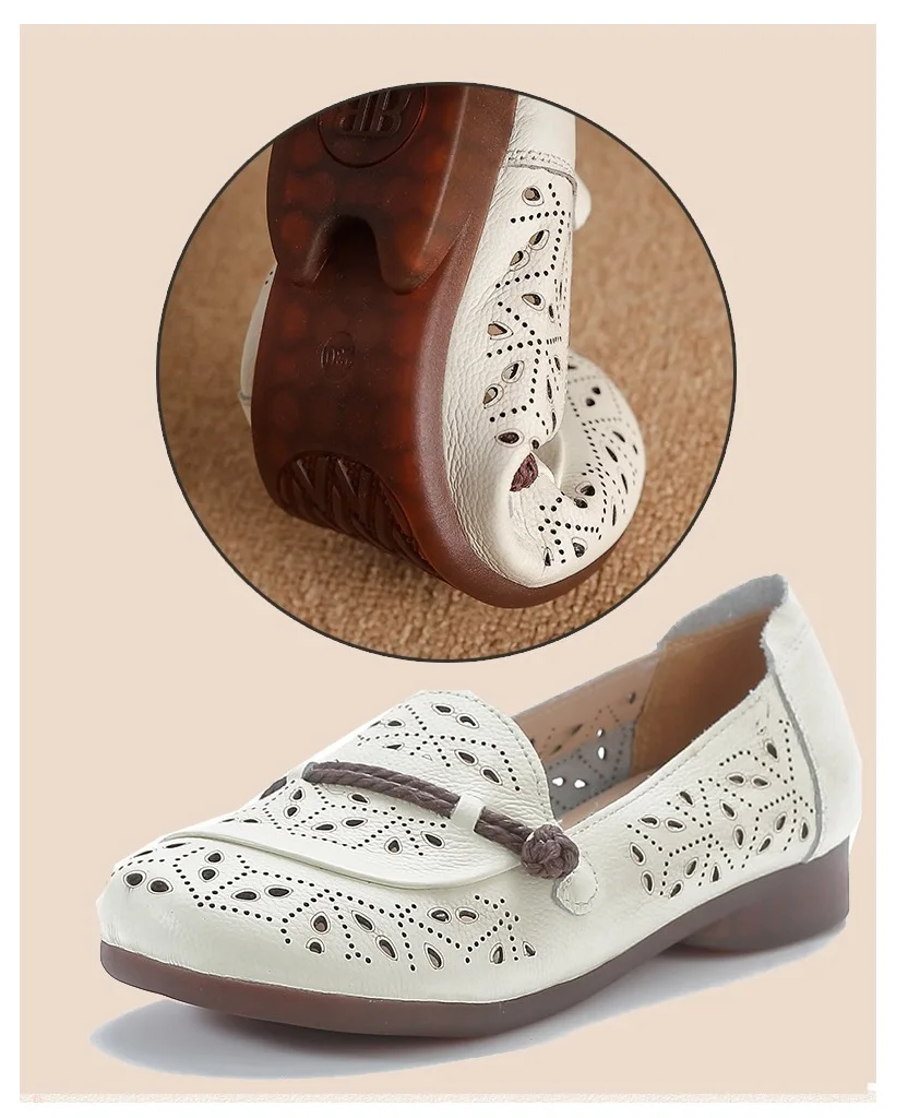 comfort hollow ballet flats woman summer shoes ladies breathable driving shoes slip on moccasins women handmade loafers