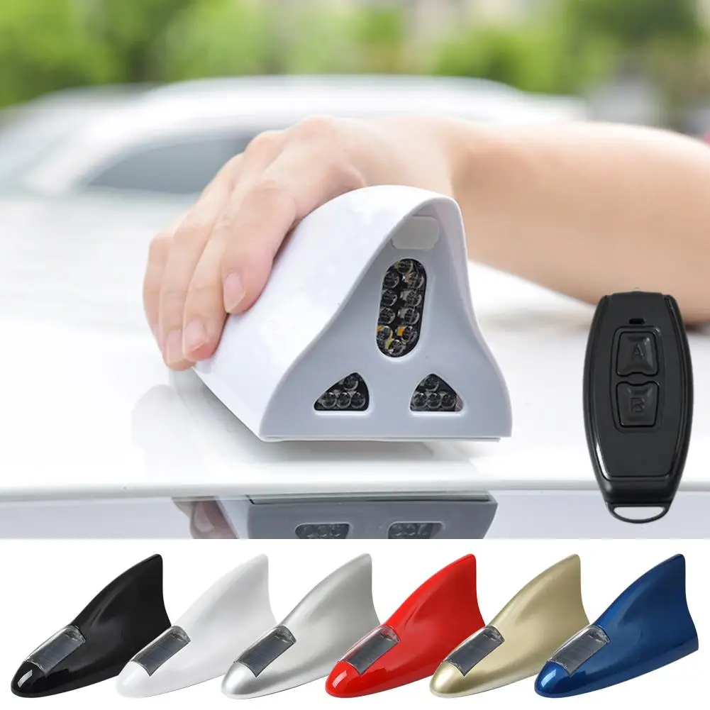 Universal Car Shark Fin Antenna Led Warning Light Radio Spoiler Car Remote Decoration Roof Control Accessories D6r1