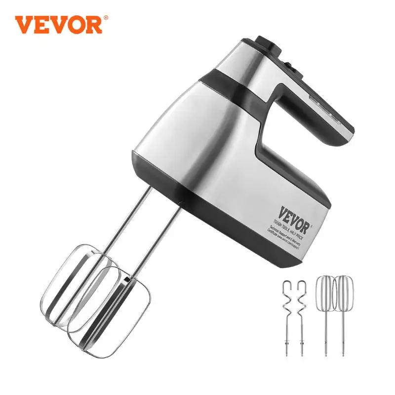 VEVOR Cordless Electric Hand Mixer Continuously Variable Electric Handheld Mixer Baking for Whipp Mixing Egg Cookie Cake Cream