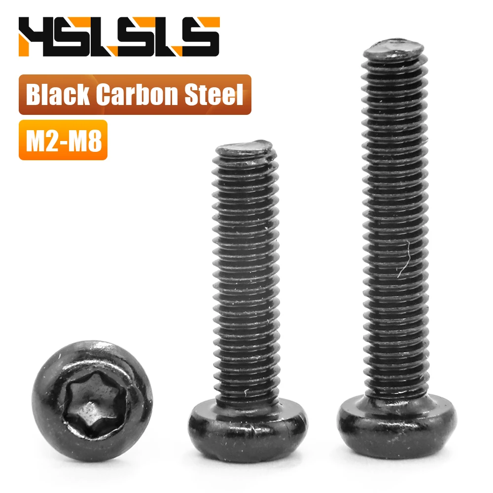 M2 M2.5 M3 M4 M6 Star Drive Torx Round Head Screw 10.9 Grade Black Steel Six Lobe Pan Head Torx Screw for Toy Aircraft Furniture