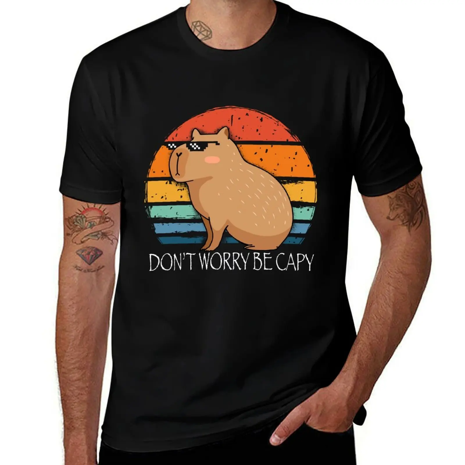 Capybara Dont Worry Be Capy Funny Rodent T-Shirt t shirt man plain T-Shirt
