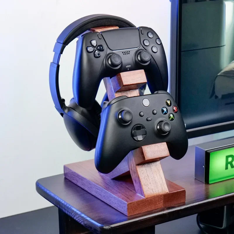 E-sports Game Controller Display Bracket Home Multi-layer Headphone Stand Wooden Computer Data Cable Storage Rack