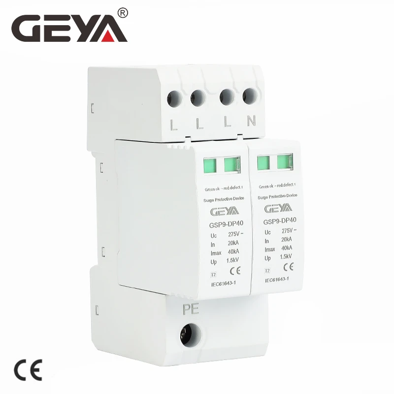 

GEYA GSP9 3P+N 36mm SPD 20~40KA Surge Protector Lightning Protection Low-voltage Arrester Device AC275V SPD