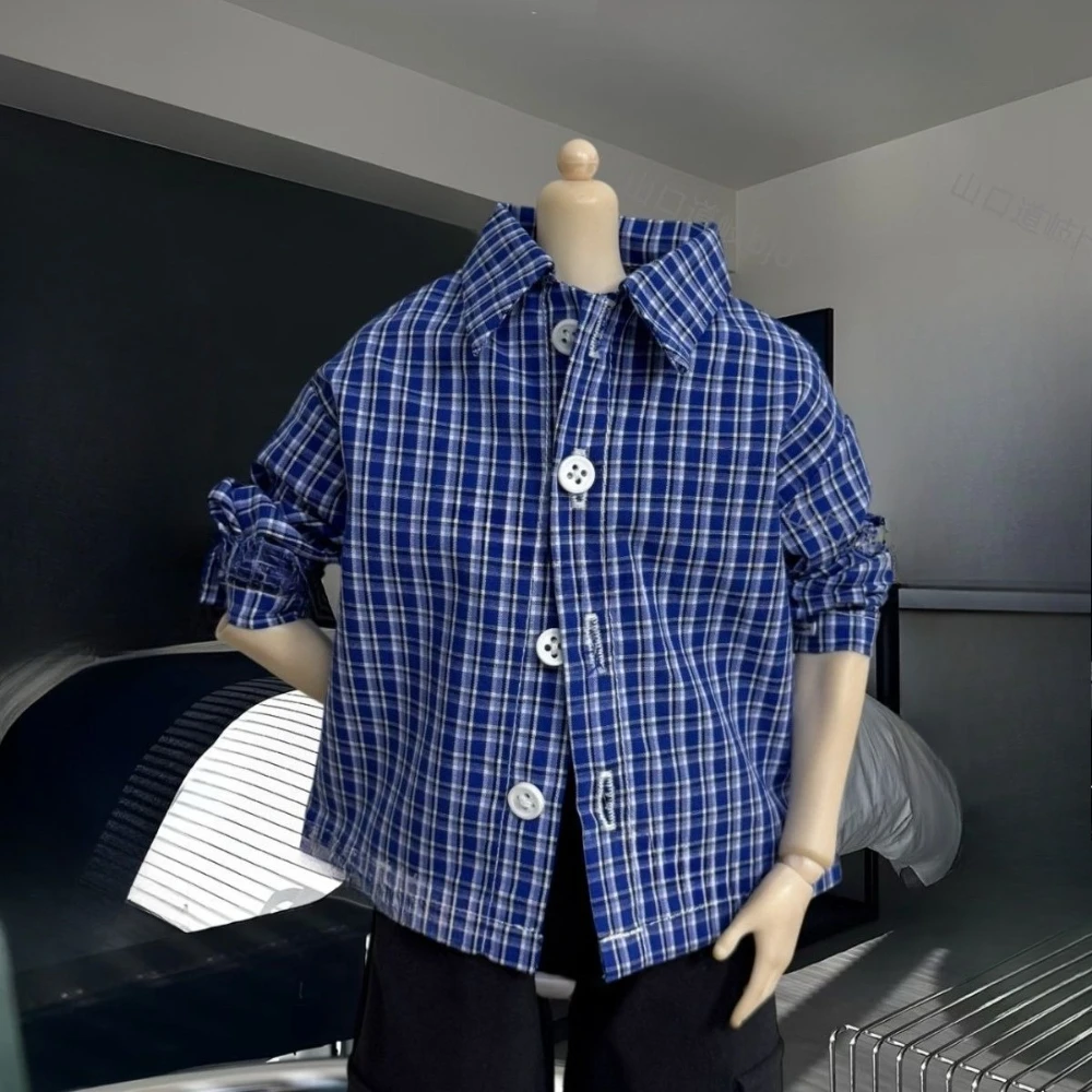 Ubranka dla lalek 1/4 dla lalek BJD 45 cm, koszula w kratę, uniwersalne luźne ubrania, zabawa w przebieranki, zabawki dla dziewczynek, akcesoria dla lalek, bez lalki