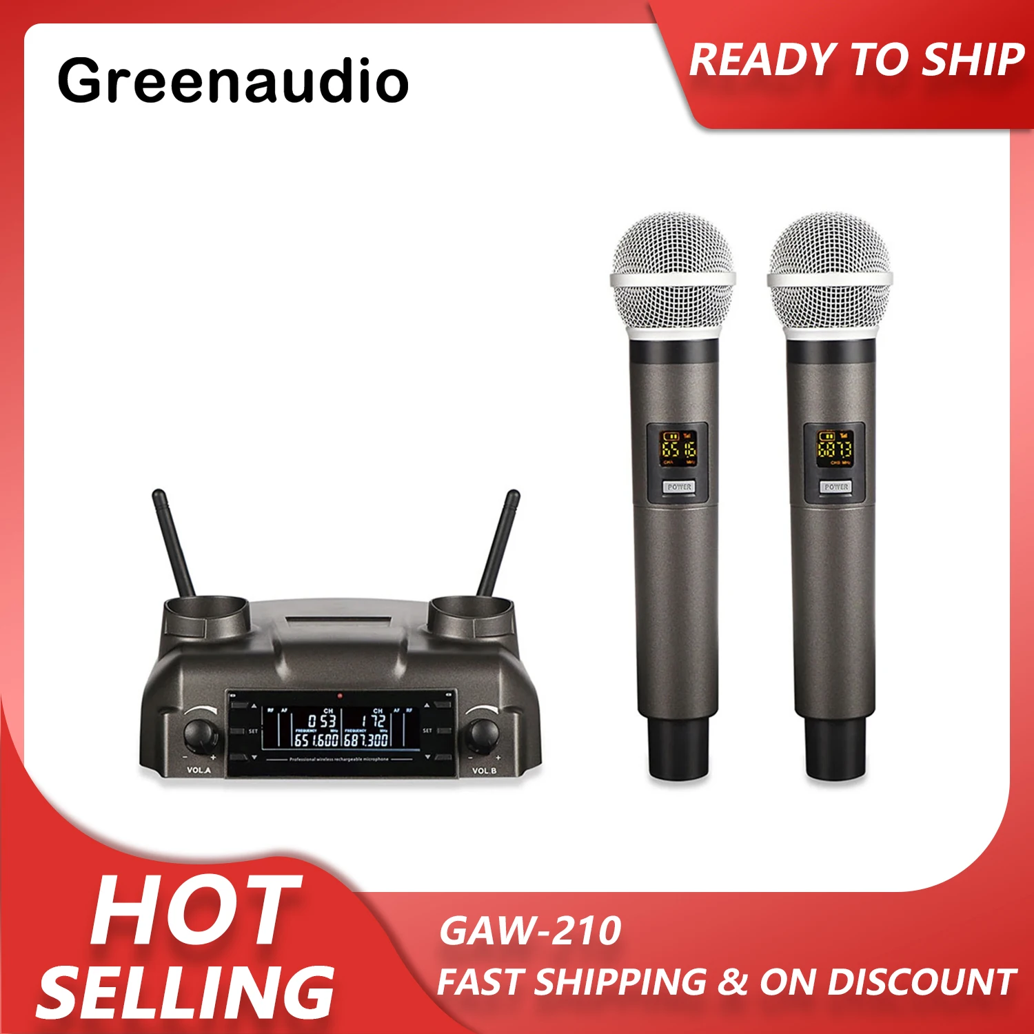 

GAW-210 Professional Wireless UHF Microphone with New Magnetic Induction Charging One to Two KTV Home Performance Microphones