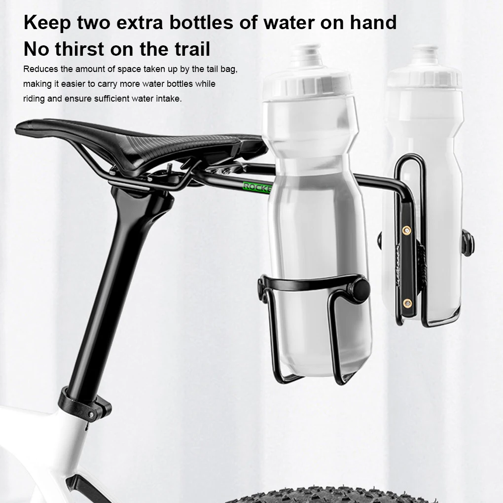Black Bicycle Water Bottle Cage Stabilizer Bracket Rear Pouch Aluminum Alloy Holder Waterproof Support Mount Replacement