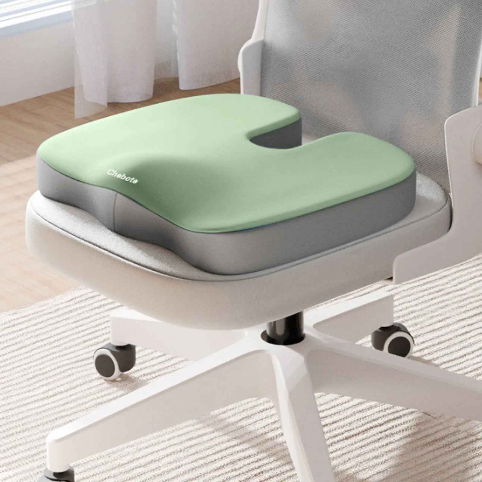 U-Shaped Viscoelastic Foam Pad Slow Recovery Coccyx Therapeutic Seat Pad Ergonomic Support Breathable for Office Workers, Car