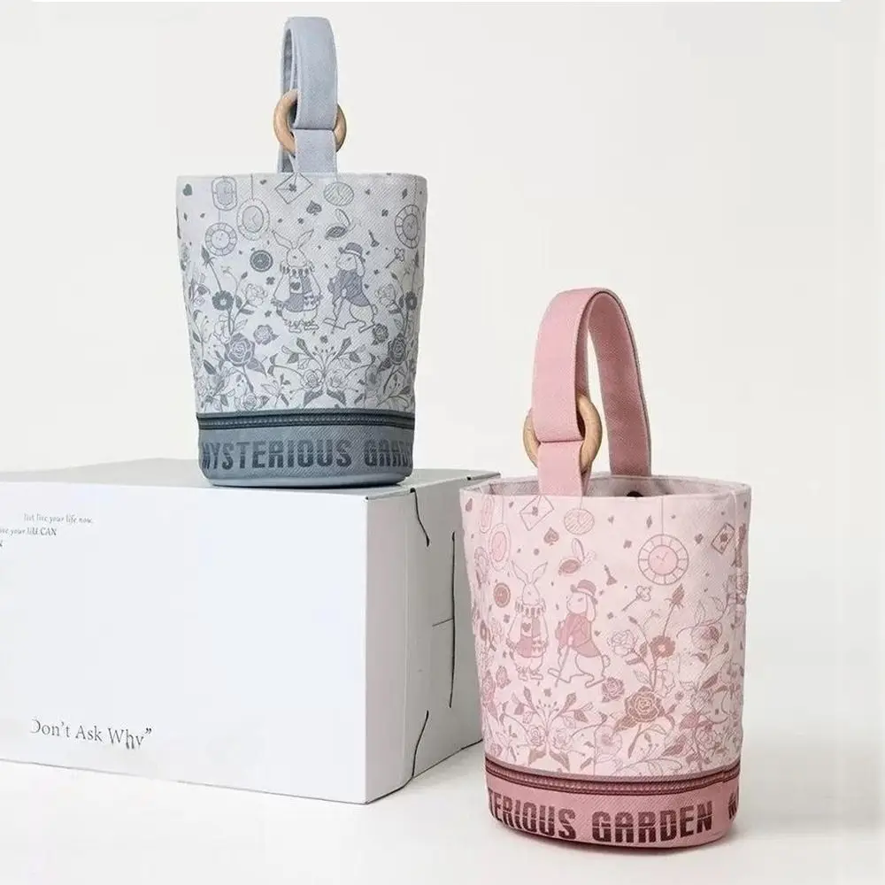 

Portable Large Capacity Retro Rabbit Bucket Bag Lunch Bag Tote Bag Canvas Handbag Korean Style Mummy Bag Travel