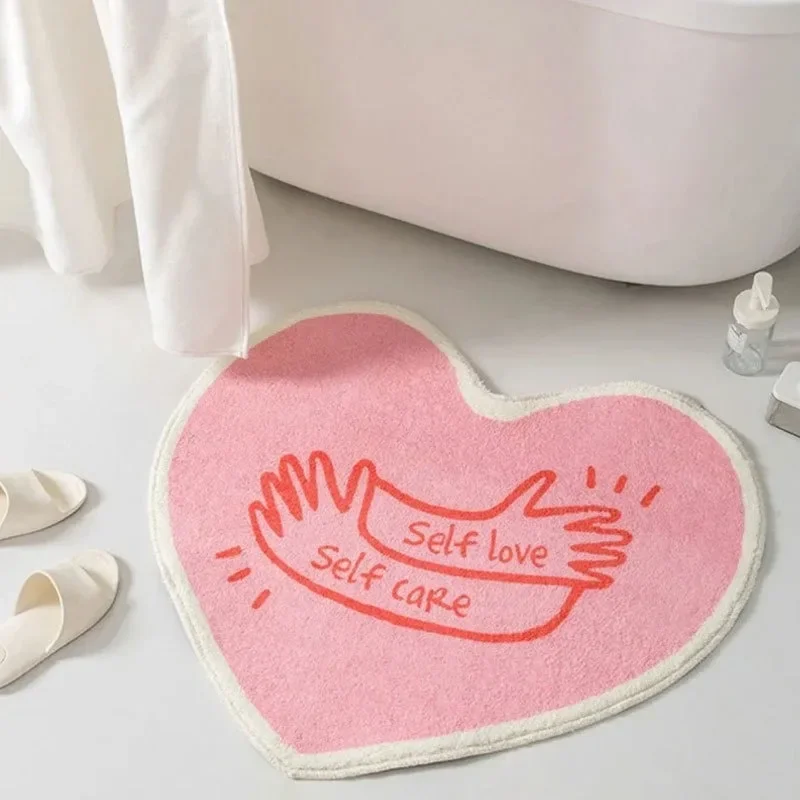 Living Room Plush Carpet Light Luxury Sofa Coffee Table Blanket Bedroom Rugs Bedside Cloakroom Non-Slip Heart Shape Mat