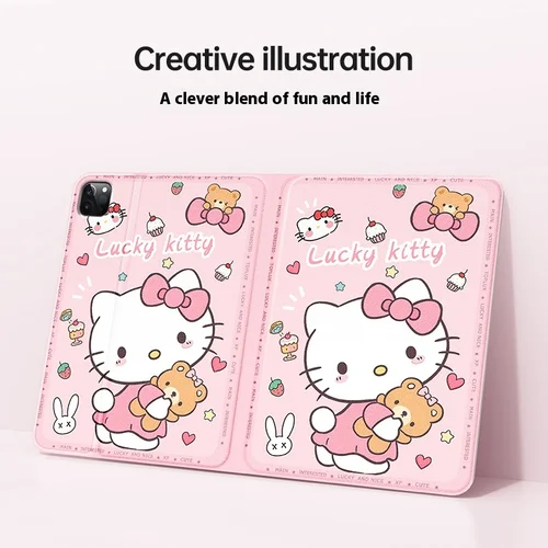 Imagen 2 del producto Hello Kitty para iPad Funda ipad Air 3 4 5 M2 M3 Pro3 4 5 6 12,9 pulgadas M4 A17 Funda para tableta Ipad 9/10/11 A16 11 pulgadas Funda protectora