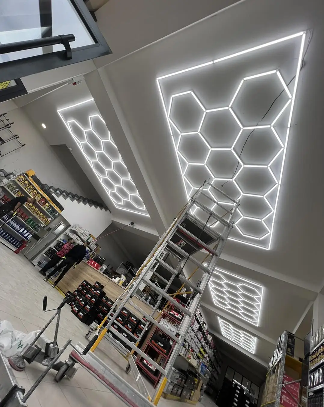 DIY Hexagon LED Light Workshop Car Detailing Lights Car Wash Shop Customized Size Garage Lamp Hexagonal Led Light