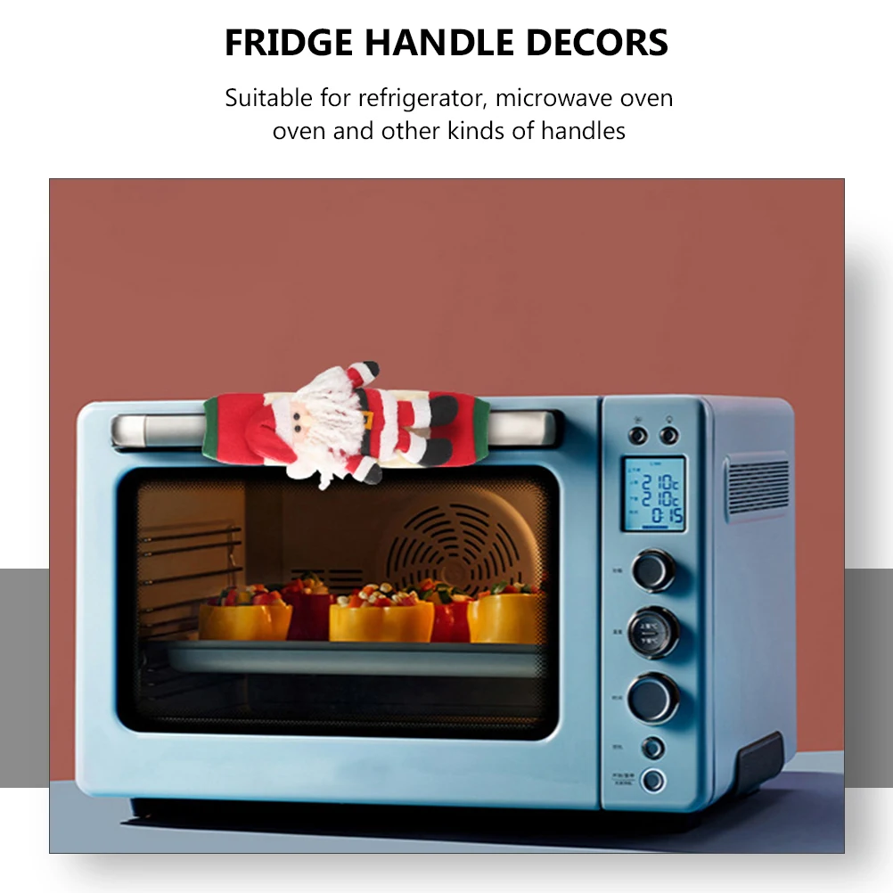 

2Pcs Xmas Fridge Handle Cover Exquisite Decoration Classic Christmas Oven Microwave Dishwasher Protector No Fingerprints