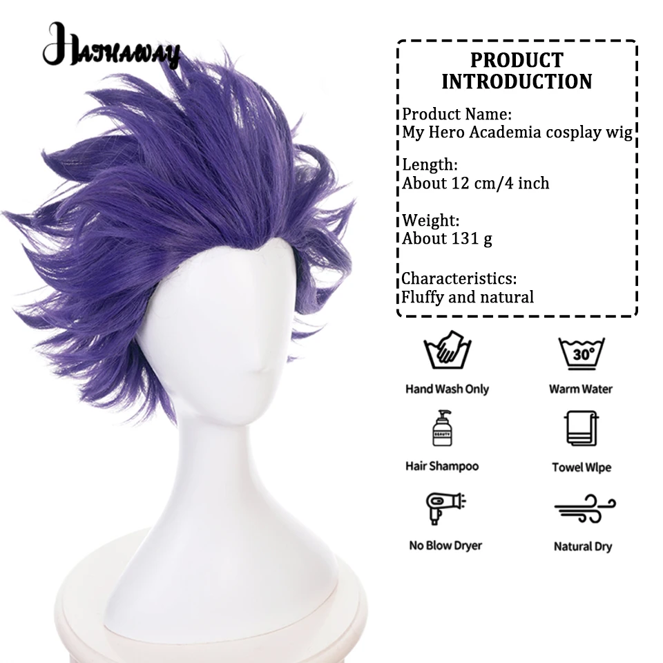 Synthetic Wigs My Hero Academy Psychologists Make Universal Hair Purple Explosive Head Cosplay Wigs For Holiday Activities Wig