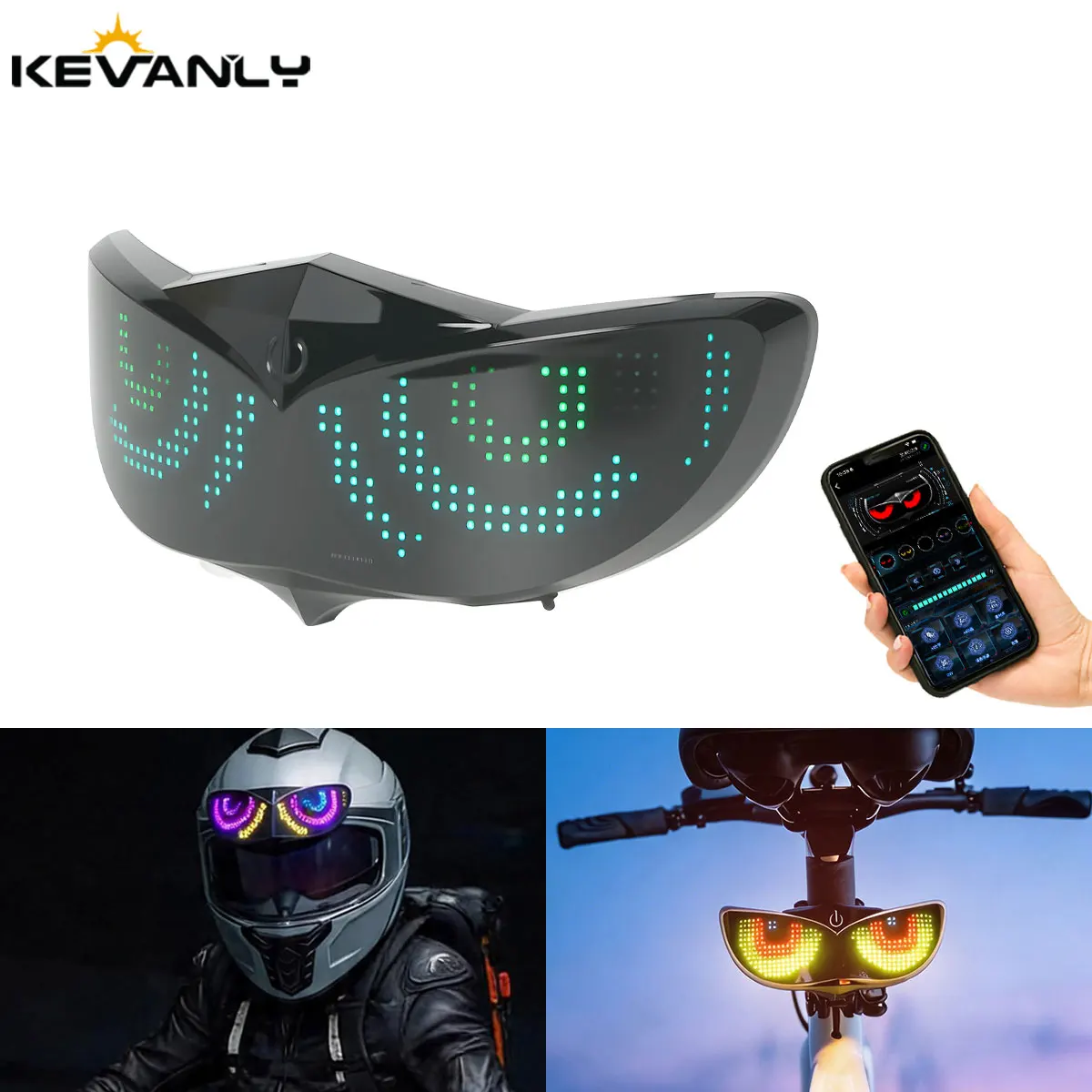 Motorcycle Bicycle Rearview Mirror LED Eyes Lights Helmets Decorative Light Dynamic APP Control LED Smart Eyes Lamp
