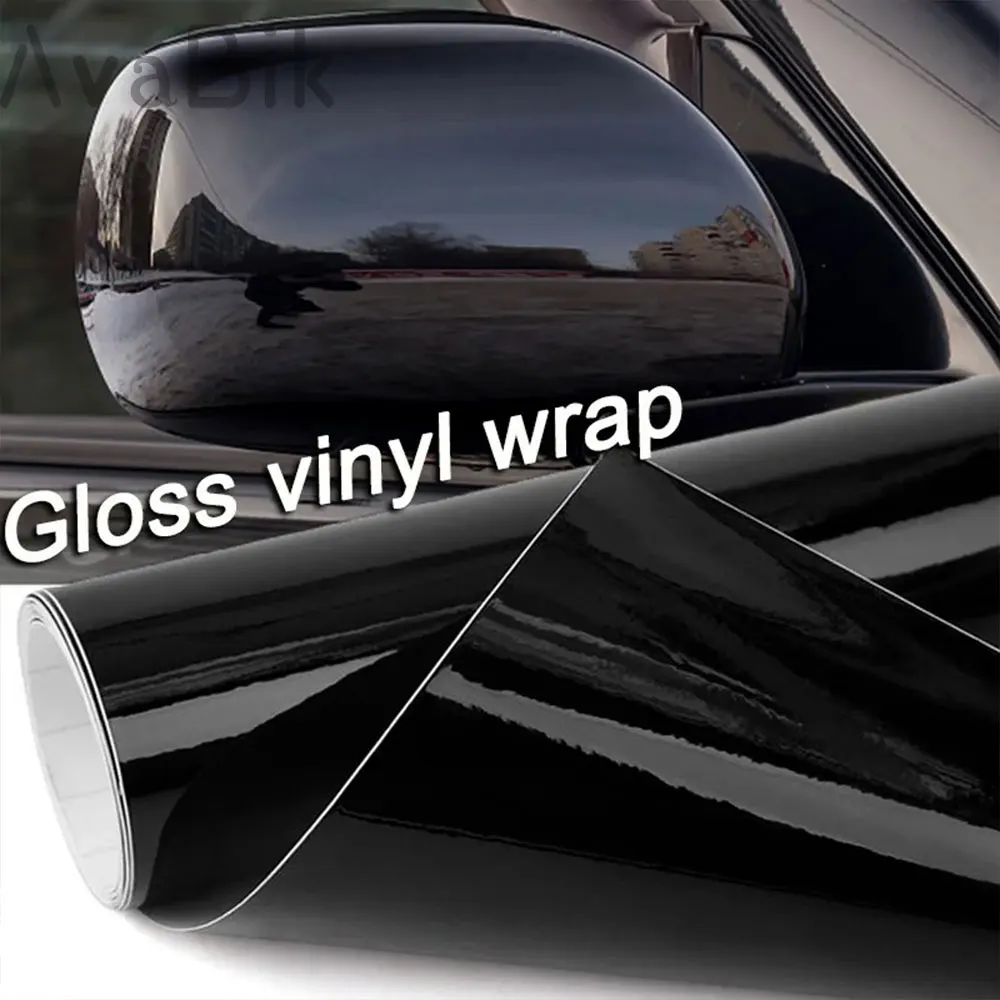 Film bungkus vinil hitam Piano hewan peliharaan Ultra Gloss 60x152cm PVC Glossy hitam stiker berubah warna bodi mobil bebas gelembung