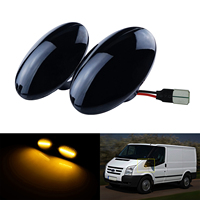 ANGRONG 2x Amber LED Side Indicator Repeater Light Black Lens For Ford Transit Tourneo MK 6 7 94-14