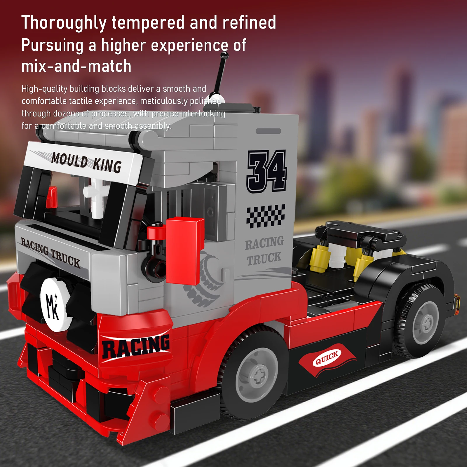 Mould King 24085 Racing Truck Building Blocks Mini Truck Head Model Desktop Ornaments Kids Bricks Assembly Toys Birthday Gift