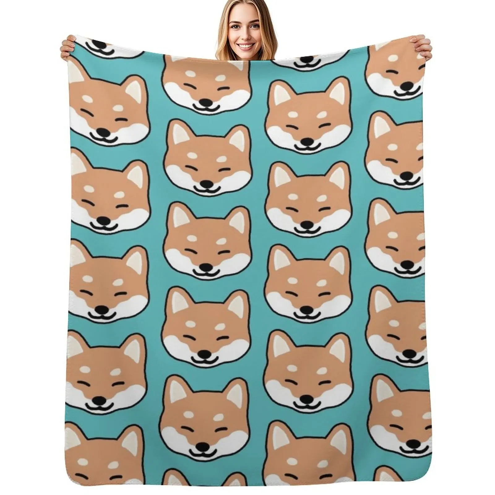 Shiba Inu Blinking Throw Blanket Decorative Throw bed plaid Beach Furry Luxury Brand Sleeping Bag Blankets