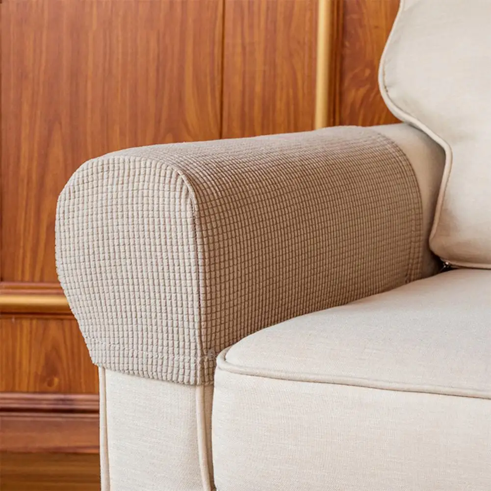 2Pcs Sofa Arm Protector Anti-Slip High Elastic Polyester Simple To Install Armrest Covers Couch Arm Covers Household Supplies