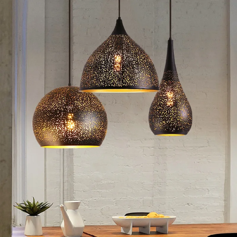 Moroccan pendant lamp for Bedroom Dining room Kitchen Island mosque chandeleir indoor home Black Loft Chandelier