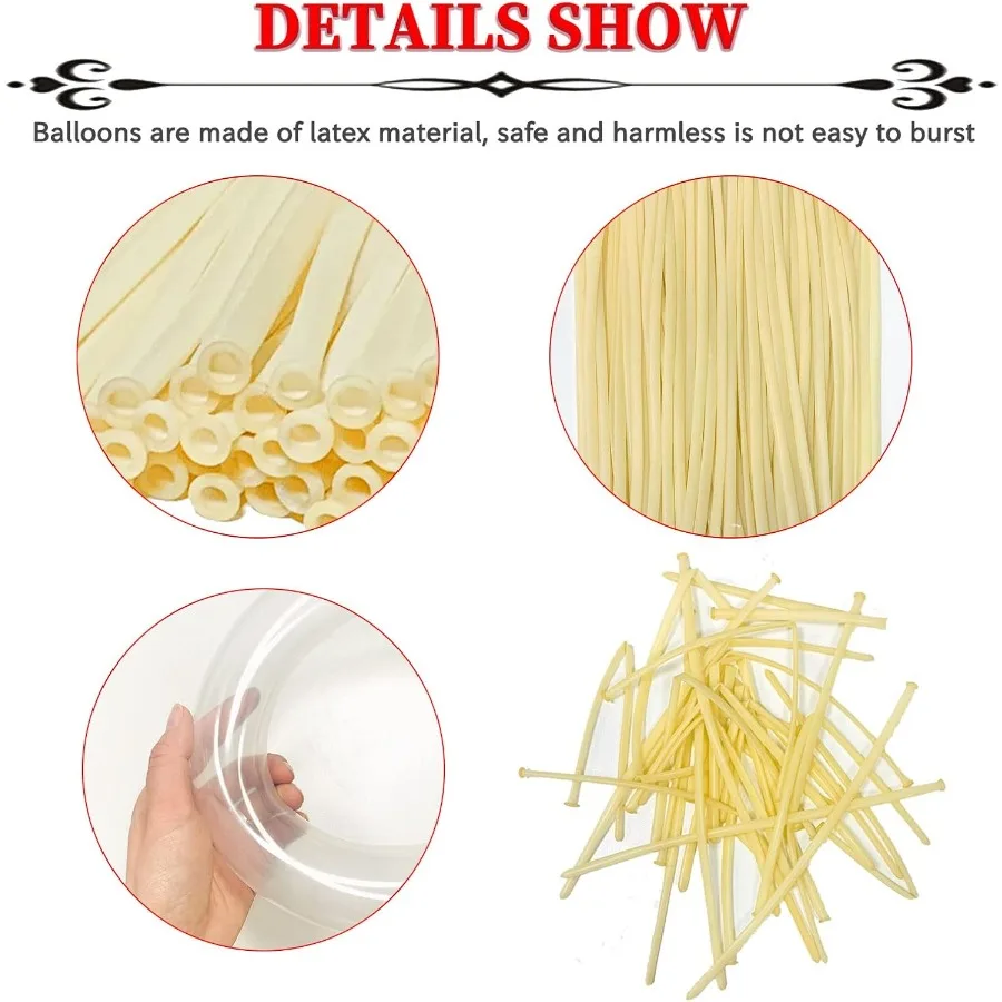 260 بالونة واضحة سماكة بالونات طويلة لربط قوس التواء اللاتكس الحيوانات ماجيك النمذجة نحيل بالونة عيد ميلاد لكي