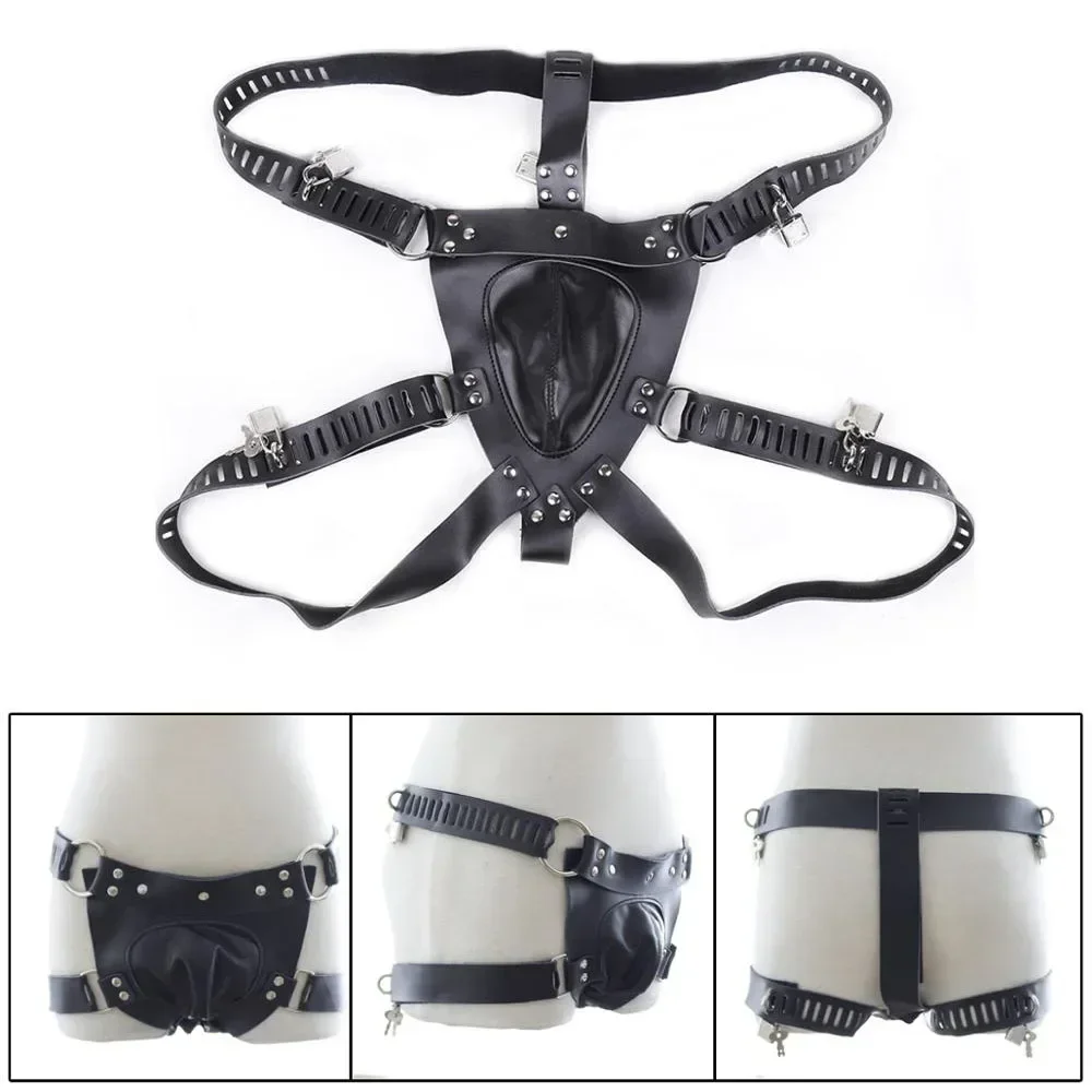 Mannelijke Kuisheid Broek Sexy Lingerie Slipje Harnas Lederen String Ondergoed Bdsm Bondage Terughoudendheid Erotische Seksspeeltjes Voor Vrouwen Mannen