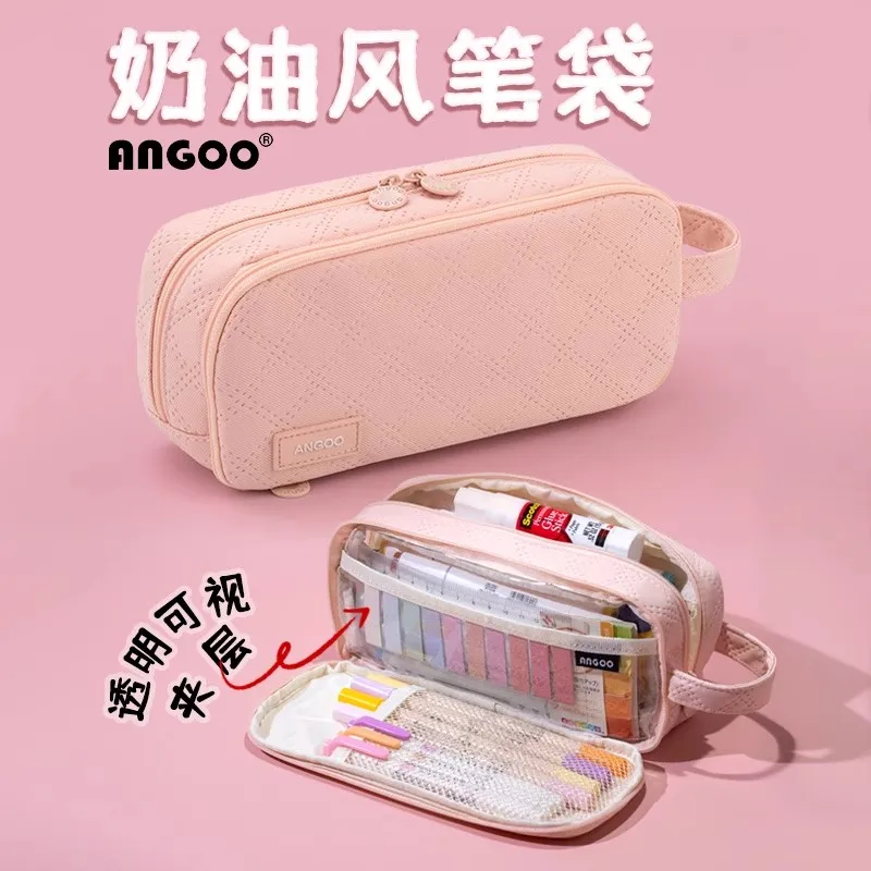 

Сумка-карандаш ярких цветов, корейский кавайный чехол для ручек, держатель для линеек, косметичка, чехол с ластиком, школьные принадлежности, офисный орган большой емкости