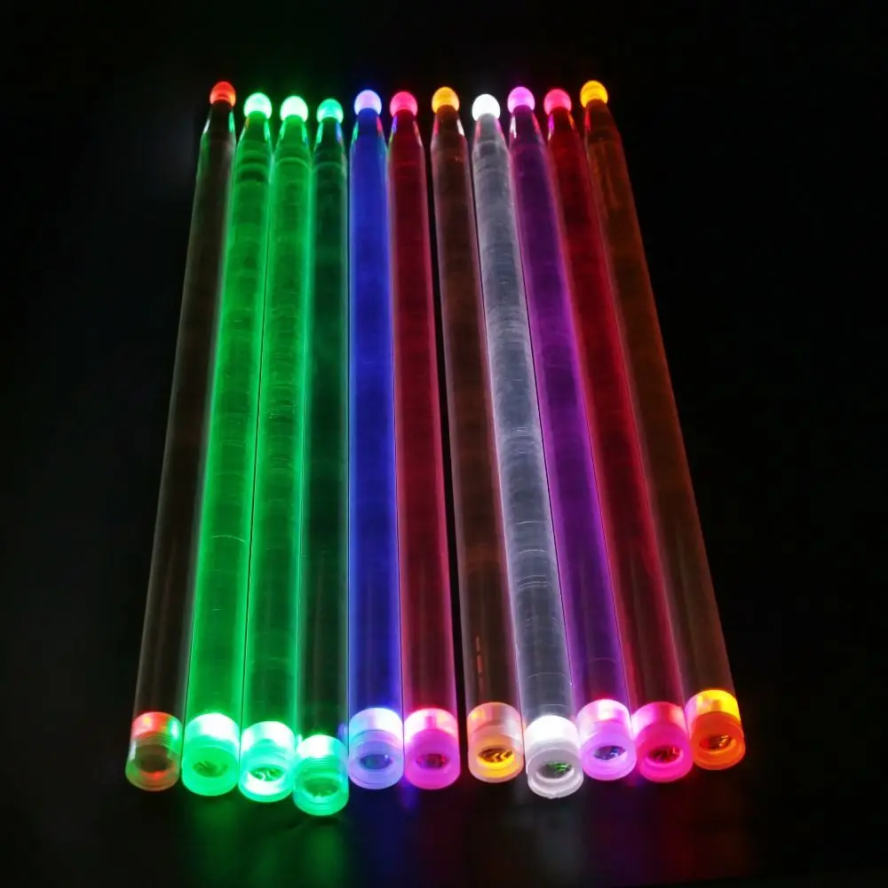 Barra de tambor luminosa de colores, 2 piezas, 5A, acrílico que brilla en la oscuridad, palos de tambor de luz brillante, platillos de percusión para tambores