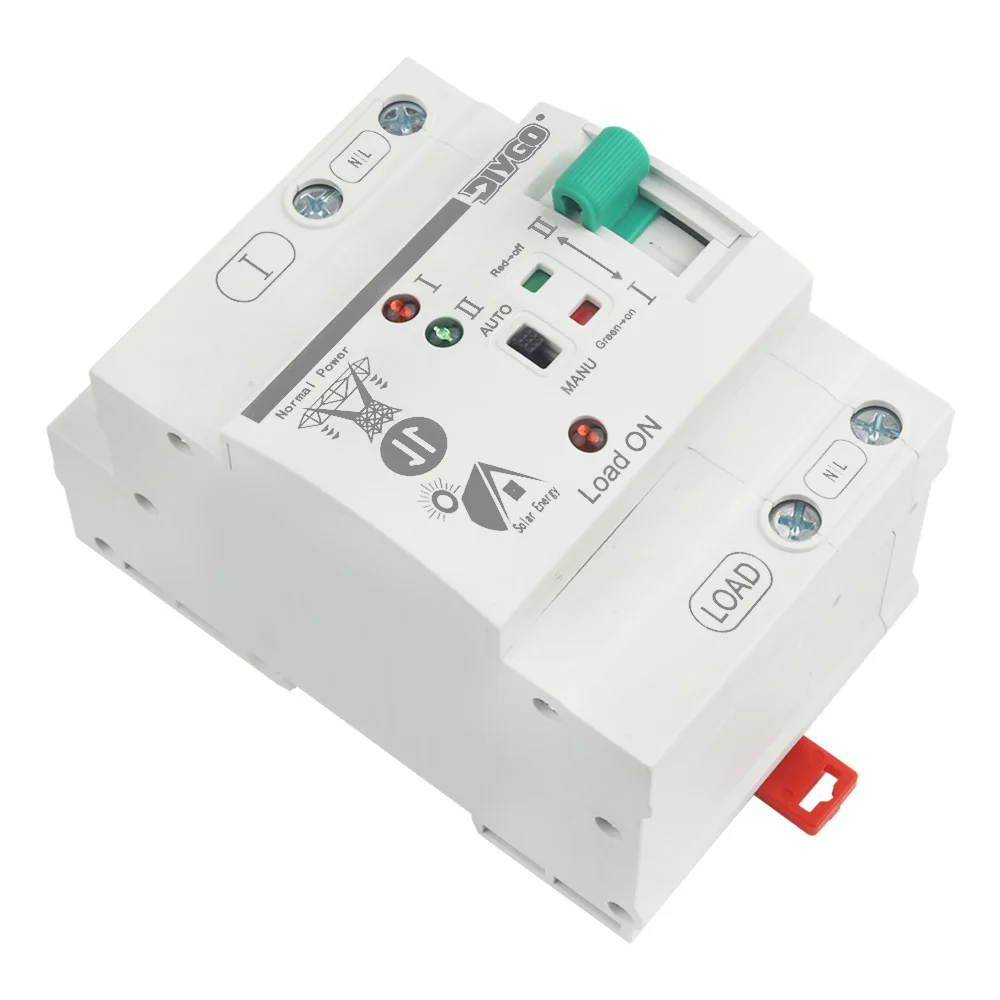 2P Automatic Transfer Switch ATS PV/Solar Mini Dual Power Uninterrupted Electrical Selector Din Rail Type Switch 110/220V