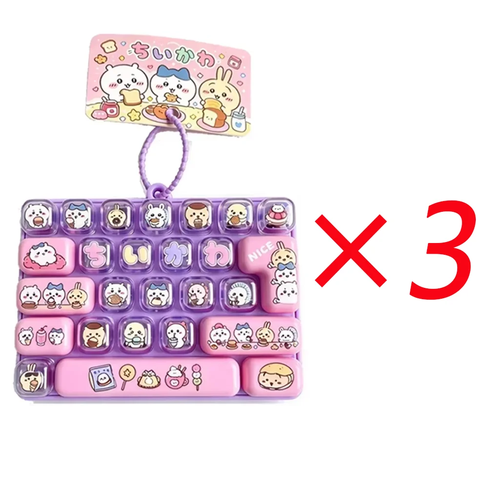 HOT SALE Chiikawa Fidget Toy 26-Key Caps Clicker Keychain Hachiware Usagi Stress Relief Bag Charm Pendant 피젯 키링 Christmas Gift