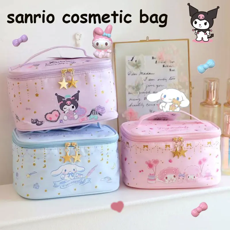 

Kawaii Sanrio косметичка Mymelody Cinnamoroll Kuromi аниме милая новая пу вместительная Портативная сумка для хранения макияжа подарок для девочек