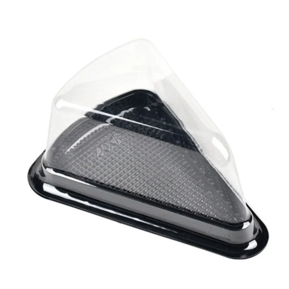 

50Pcs Plastic Cake Slice Boxes Disposable Triangular Cheesecakes Box Clear Lid 6/8 In Dessert Containers Wedding Party