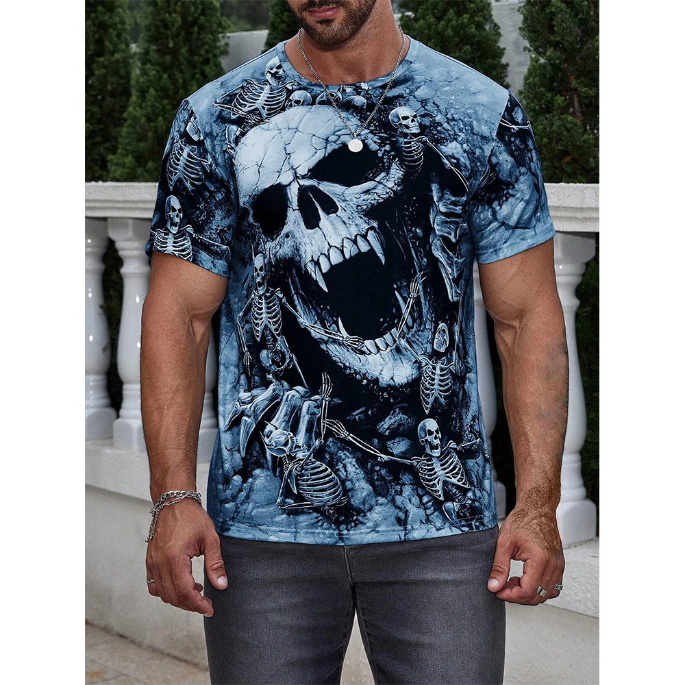 Summer Horror Skull 3D Printed T-Shirts Men Women Fashion Streetwear Oversized Short Sleeve T Shirt Kids Tees Tops Man Clothing