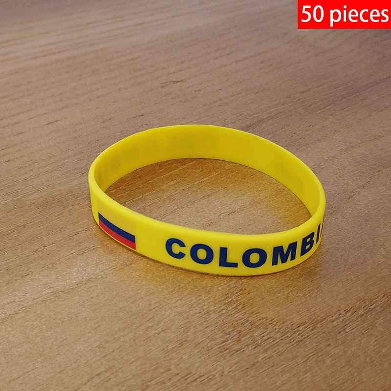 

Wholesale Customized 50pcs Columbia National Flag Wristband Sport Silicone Bracelet Rubber Band Commemorative Fashion Accessory