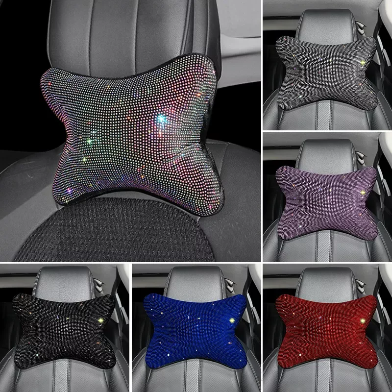 

Crystal Car Neck Headrest Pillow Memory Foam Car Seat Neck Pillow Breathable Head and Neck Support Bling Car Accessories