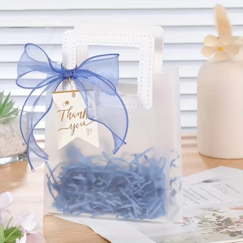 20 قطعة من أكياس الهدايا البلاستيكية الشفافة الأنيقة مع ملصقات شكر - قابلة لإعادة الاستخدام لحفلات الزفاف وحفلات أعياد الميلاد وديكورات المناسبات الرسمية