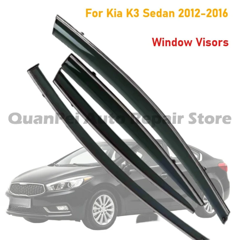 Side Window Weather Guards For Kia K3 Sedan 2012-2016,Self-adhesive Simple Install,Ventilate In Rain Upgrade Car Look