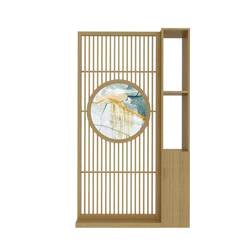 

Living Room Bedroom Entrance Foyer Home Blocking Storage Solid Wood Hollow Seat Screen