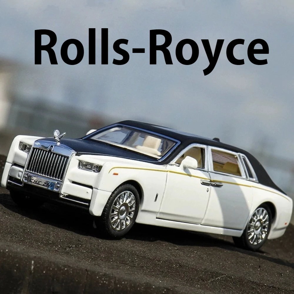 1:32 Scale Rolls-Royce Phantom Toys Miniature Model Diecast Alloy Cars Sound Light Pull Back Doors Opened Vehices Holiday Gifts