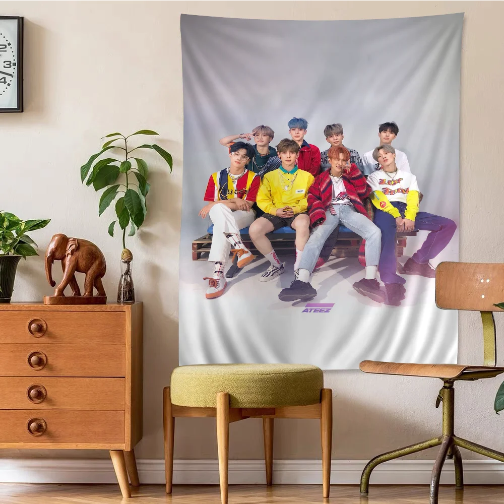 ATEEZ KPOP Colorful Tapestry Wall Hanging Bohemian Wall Tapestries Mandala Wall Hanging Sheets