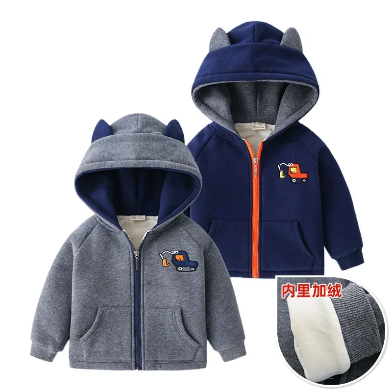 Grab Thickening Boys Fleece Coat Toddler Kids Winter Warm Jacket Children's Clothes