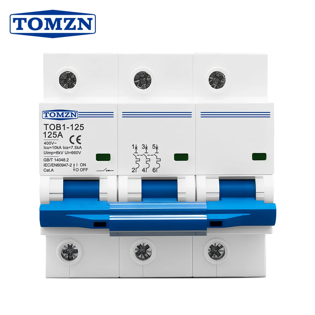 TOMZN 3P 80A 100A 125A 240V/415VAC 50Hz/60Hz High-Current Circuit breaker MCB