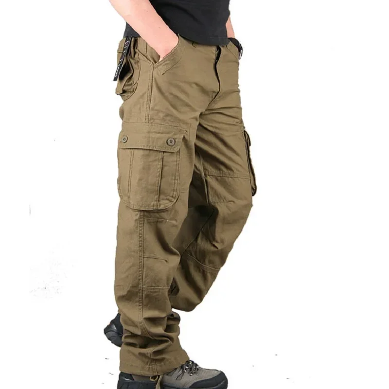 Cotton Men's Cargo Pants Casual Multi Pockets Tactical Work Pants Men Outerwear Straight Slacks Long Trousers For Men Clothing