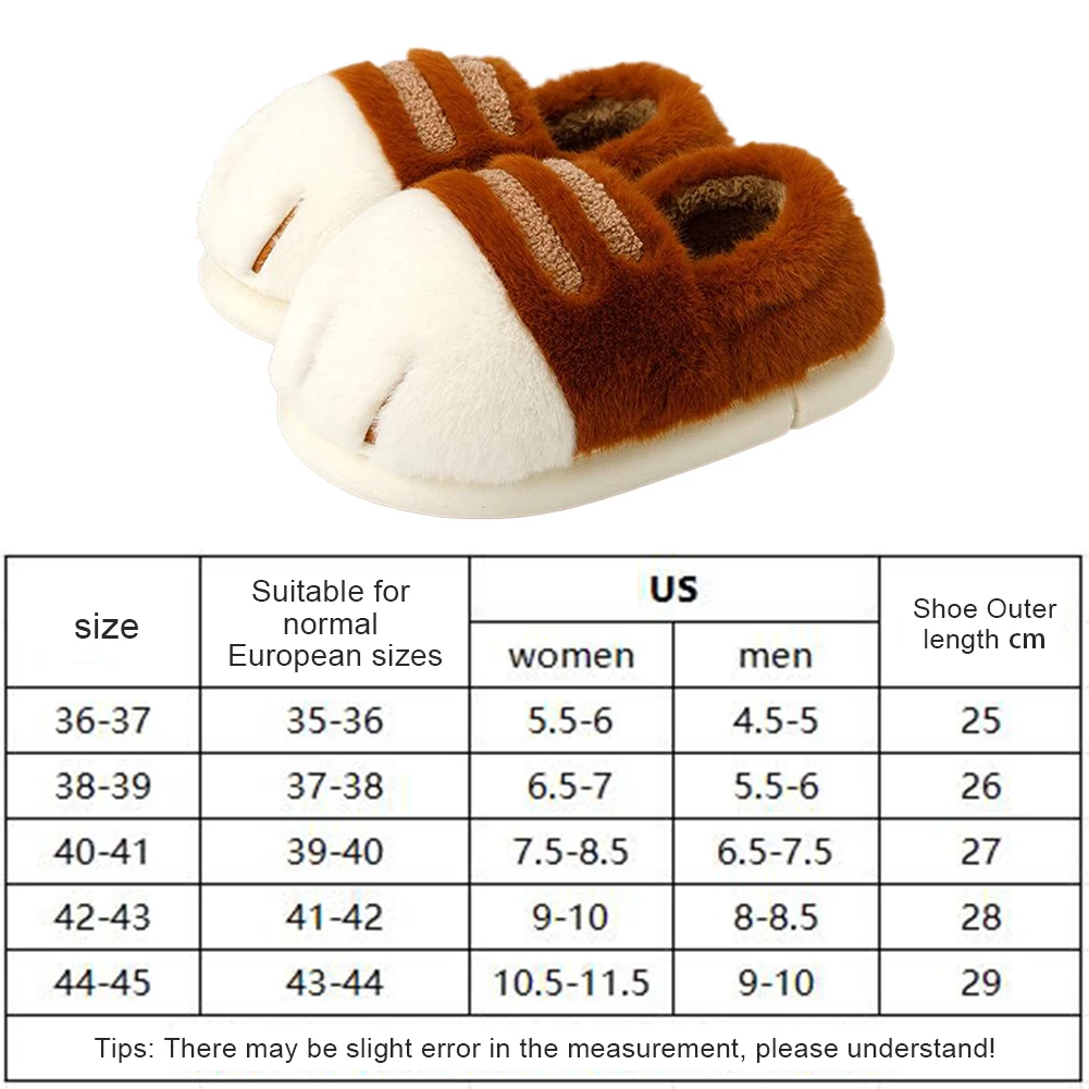 Warm Slip-on House Shoes 3D Cat Paw Plush Slippers Furry Paw Couple Slippers Anti Slip Flat Thermal Slippers for Indoor Bedroom - view 4
